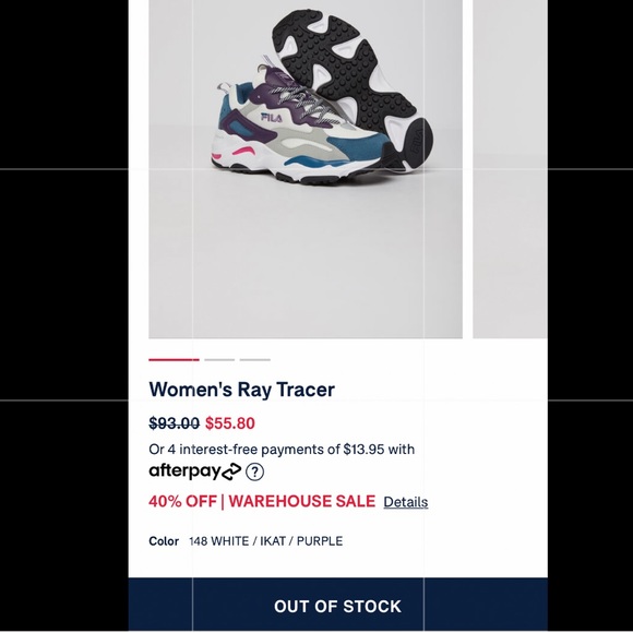 FILA women’s RAY TRACER sneaker, size 7 - Picture 12 of 14